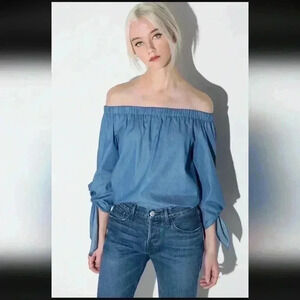 Free People show some shoulder chambray top